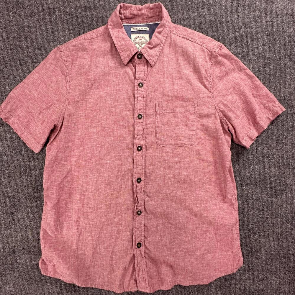 FatFace Mens Red Hibiscus‎ Linen Blend Short Sleeve Button Up Shirt Medium #221